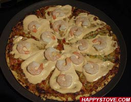 Shrimp and Cocktail sauce Pizza - By happystove.com