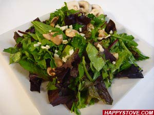 Mushroom and Soy Sauce Mixed Green Salad - By happystove.com